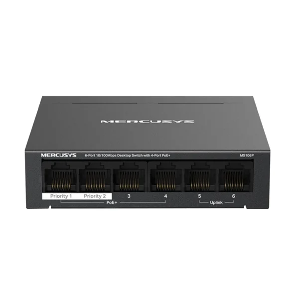 MERCUSYS MS106P 6-Port 10/100Mbps Desktop Switch with 4-Port PoE+