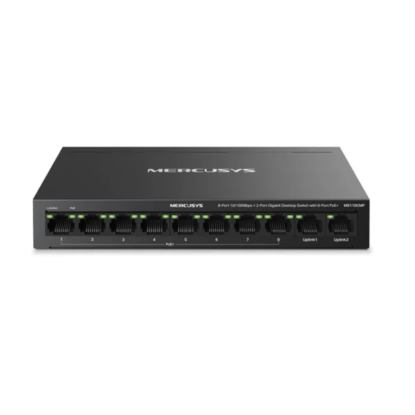 MERCUSYS MS110CMP 8-Port 10/100 Mbps + 2-Port Gigabit Desktop Switch with 8-Port PoE+